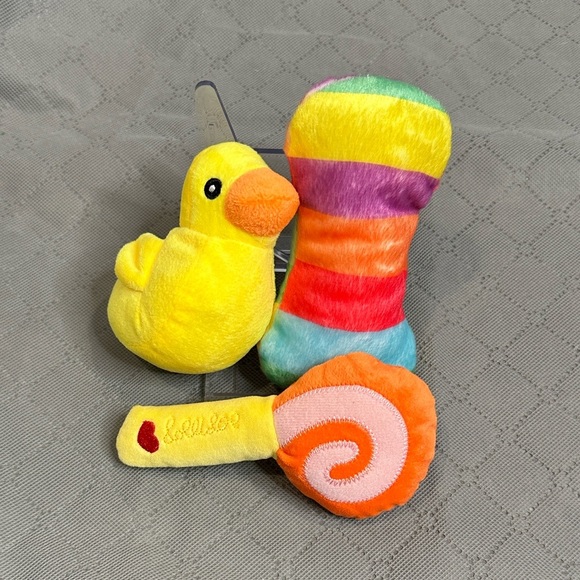 Vibrant Plush Cat Toy Set with Yellow Duck Lollipop and Rainbow toy set of 3 NWT - Picture 3 of 4